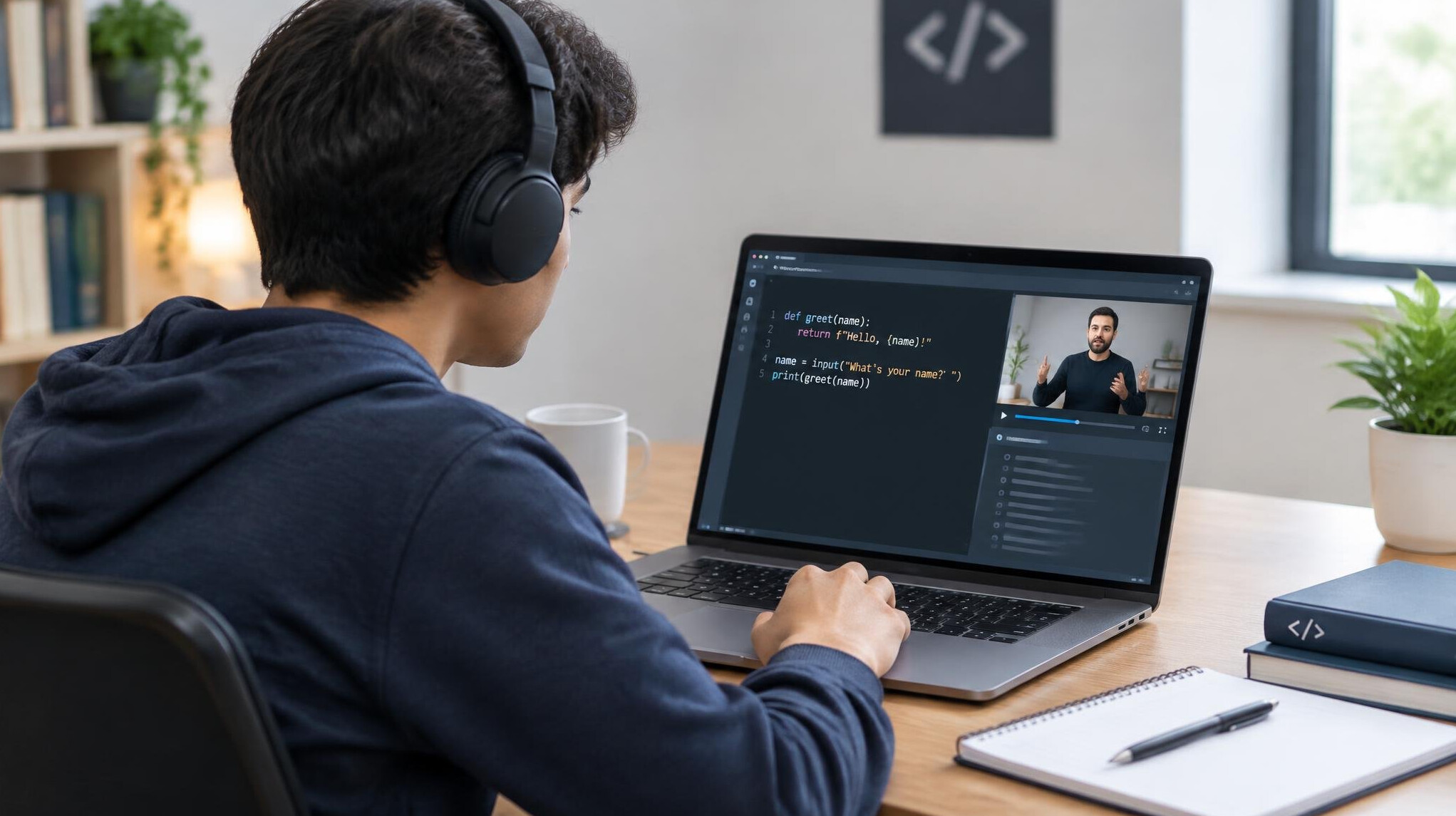 person learning programming online